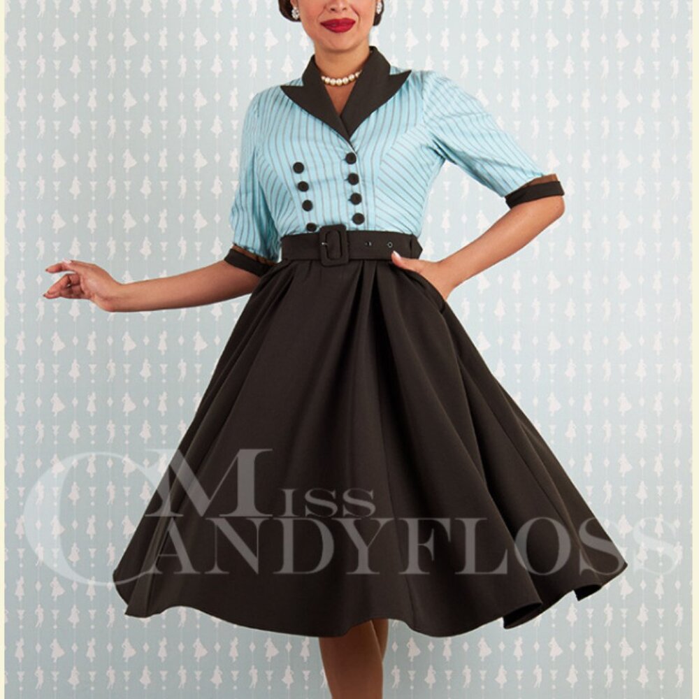 Miss Candyfloss Dress Roxana Minty Blue Circle Skirt 50s Rockabilly Medium M NWT